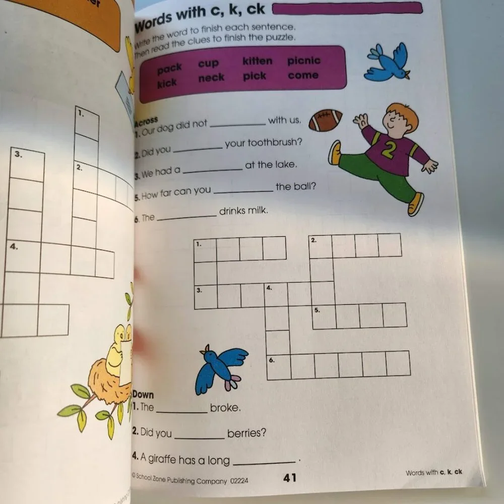 NEW School Zone Spelling Puzzles 1-2 Activity Workbook Book 64 Pages 1st Grade